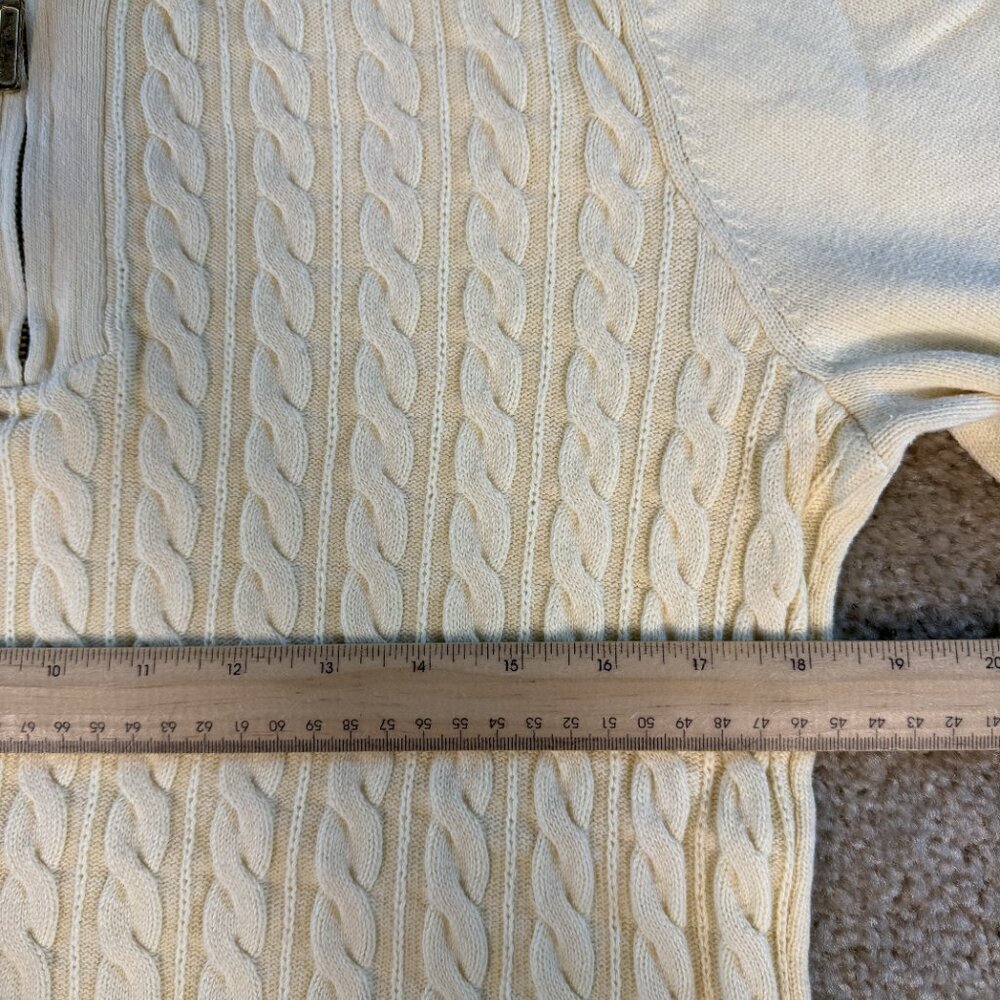 Karen Scott Cable Knit Sweater Womens Size Small Yellow Mock Neck Cotton F431 - Picture 6 of 8